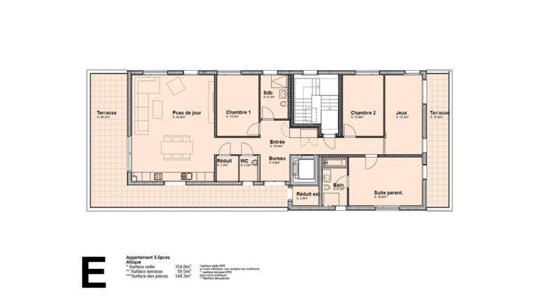 Appartement E (Attique)